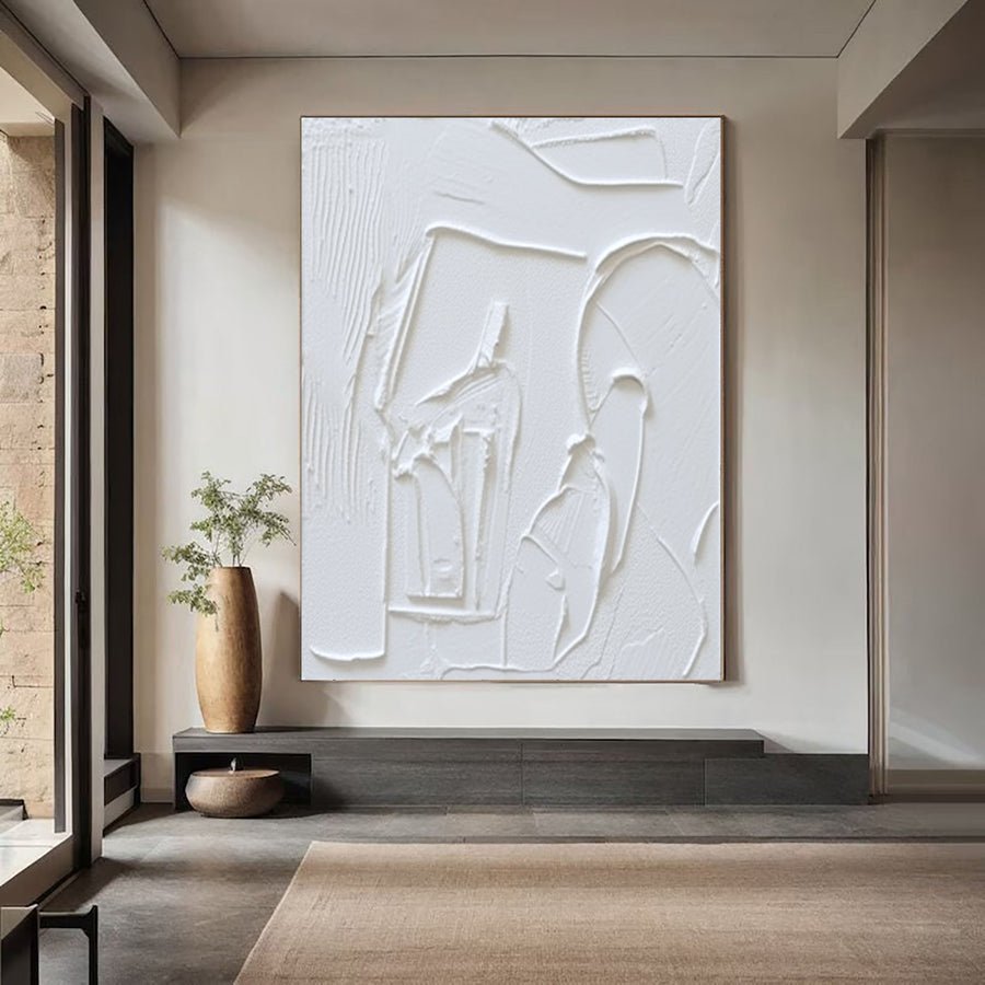 Large White Textured Abstract Art for Room Decor #WM 017 hand-painted oil painting