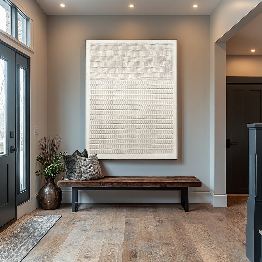 Large White Textured Art Modern Hallway Decor  #WG 041 hand-painted oil painting