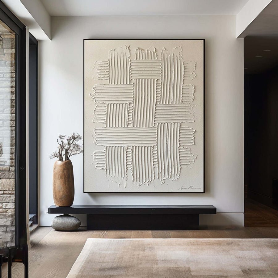 Large White Woven Texture Wall Art #AVG 049 hand-painted oil painting