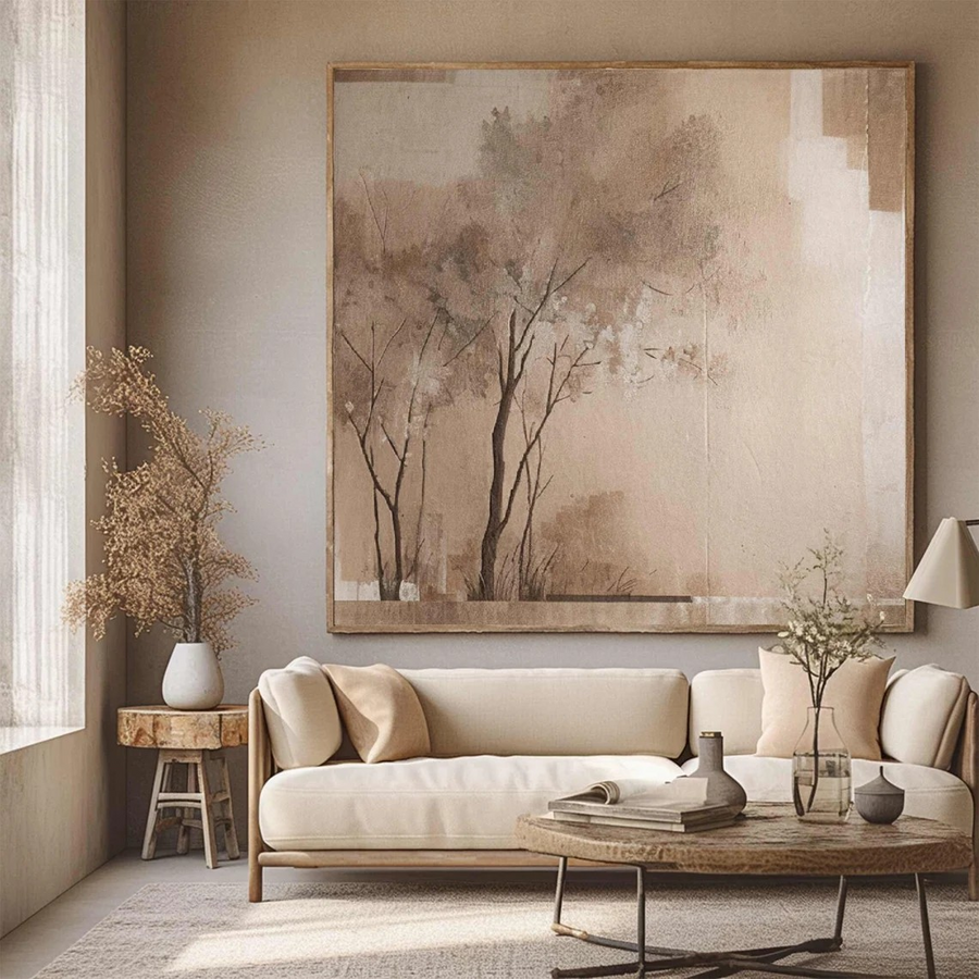Light Brown Tree Abstract Art #WSA 004 hand-painted oil painting