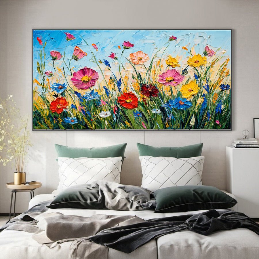 Lively Meadow Flowers Canvas Art Vivid Floral Wall Decor for Room Decor #FT 050 hand-painted oil painting
