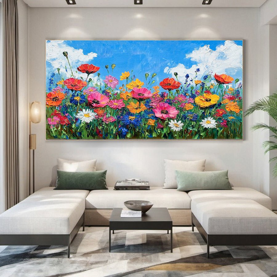 Lively Meadow Flowers Canvas Art Vivid Floral Wall Decor for Room Decor #FT 051 hand-painted oil painting