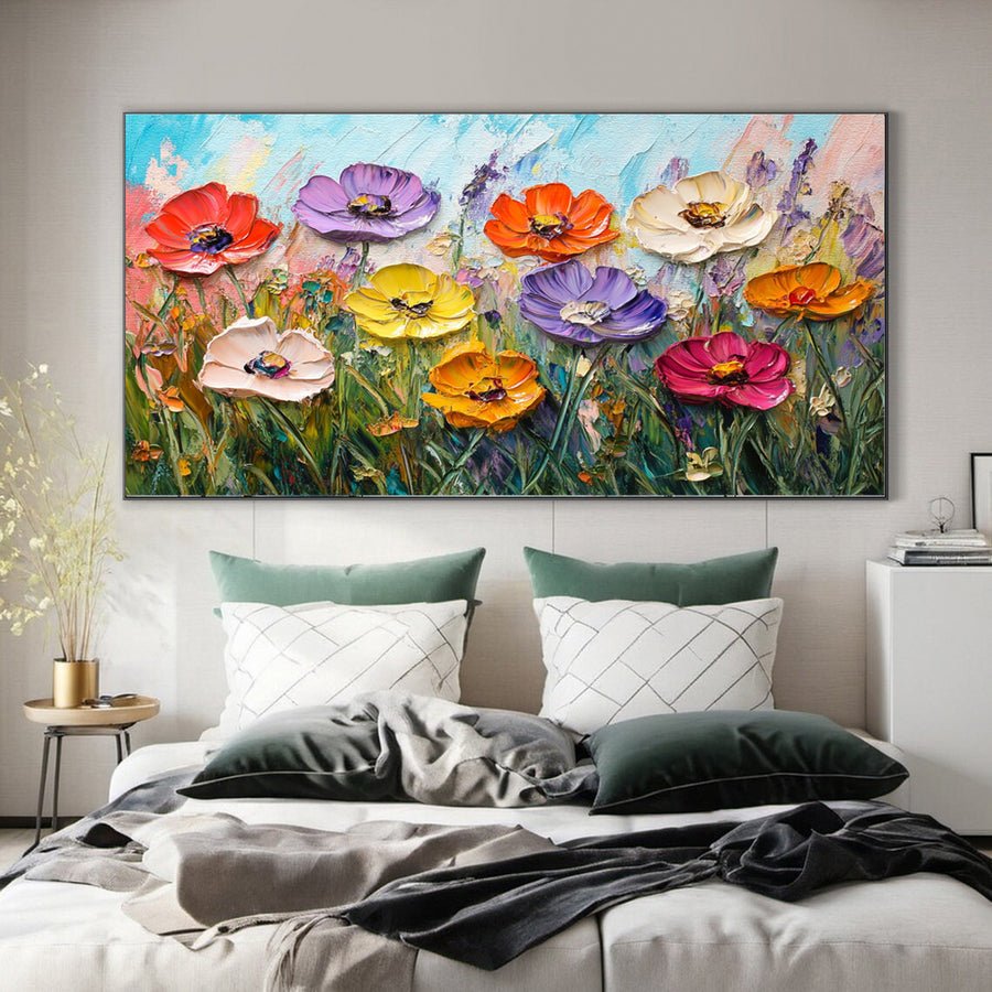 Lively Meadow Flowers Canvas Art Vivid Floral Wall Decor for Room Decor #FT 052 hand-painted oil painting