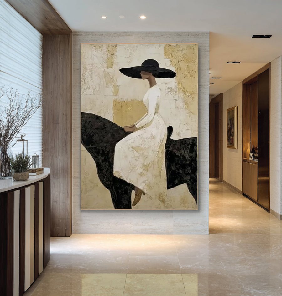 Luxury Woman on Horse Painting #AVG 024 hand-painted oil painting