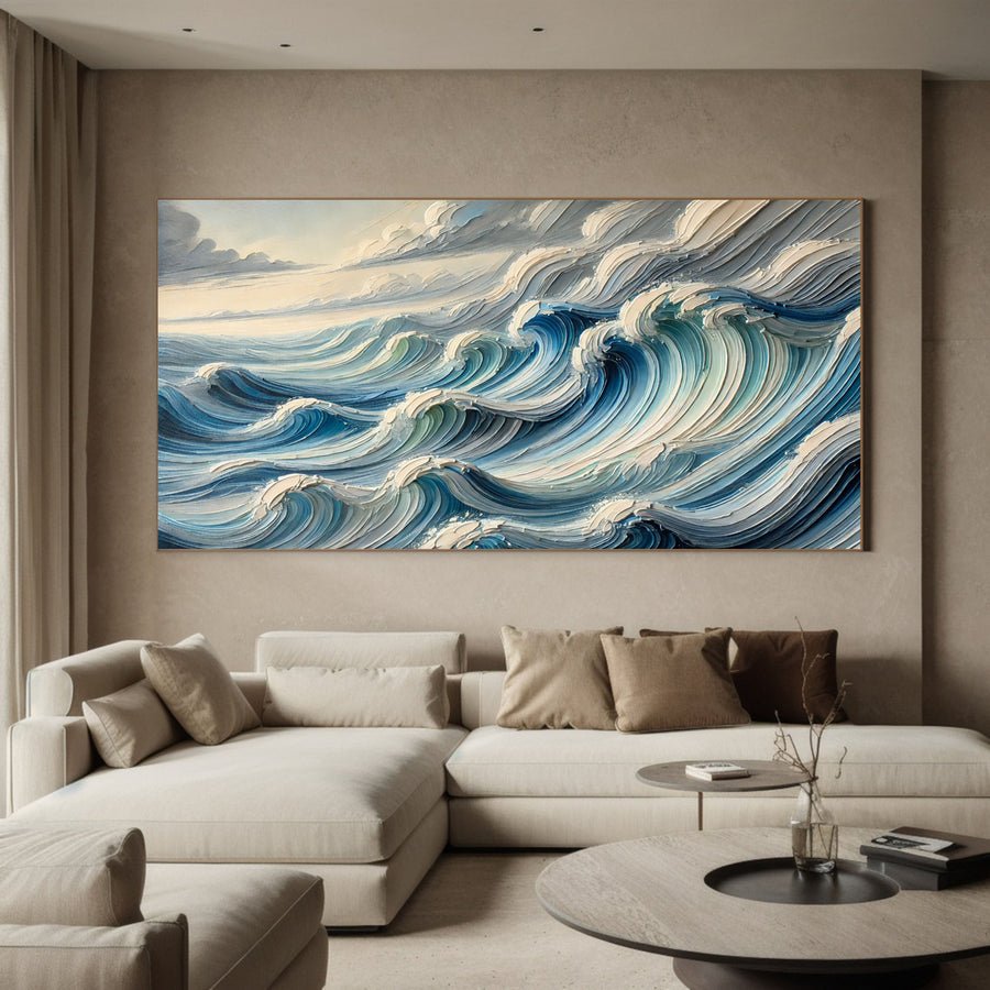 Majestic Ocean Wave Canvas Art Large Coastal Decor for Living Room #OS 080 hand-painted oil painting
