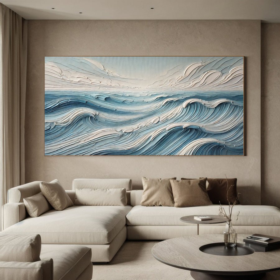Majestic Ocean Wave Canvas Art Large Coastal Decor for Living Room #OS 081 hand-painted oil painting