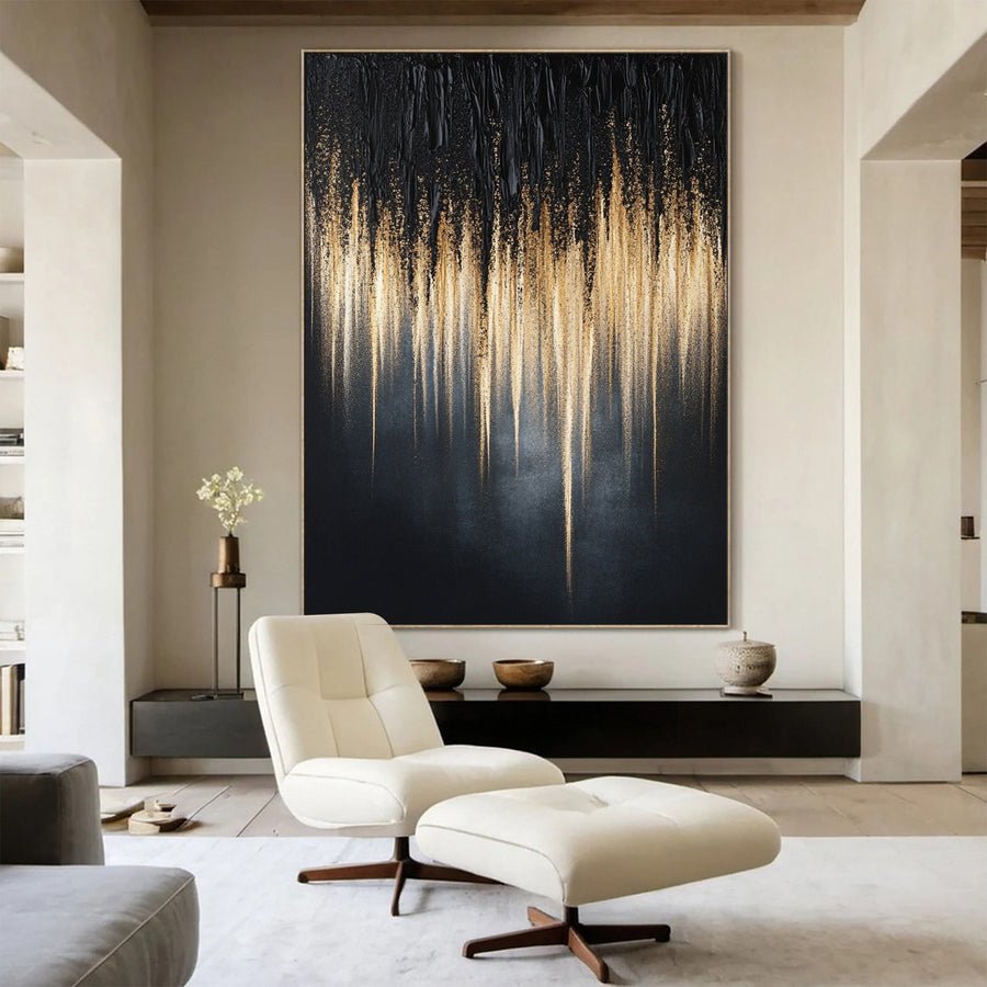 Midnight Gold Modern Abstract Wall Art #BM 093 hand-painted oil painting