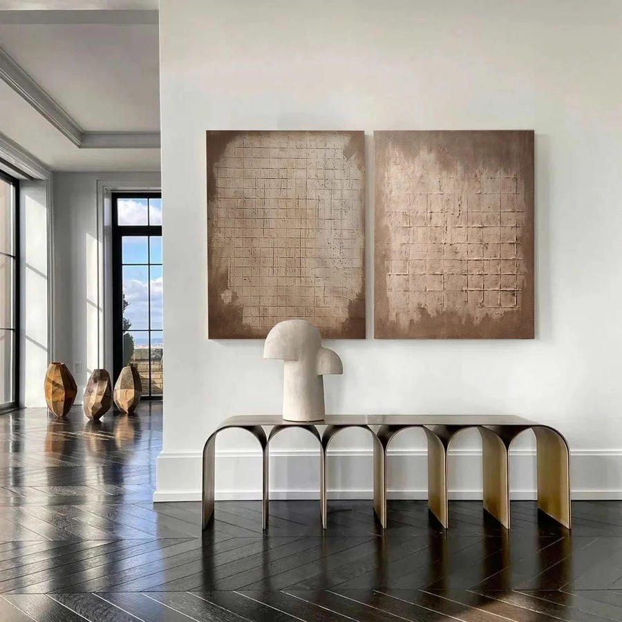 Minimalist Abstract Art in Brown - Large Wall Art #WSA 005 hand-painted oil painting