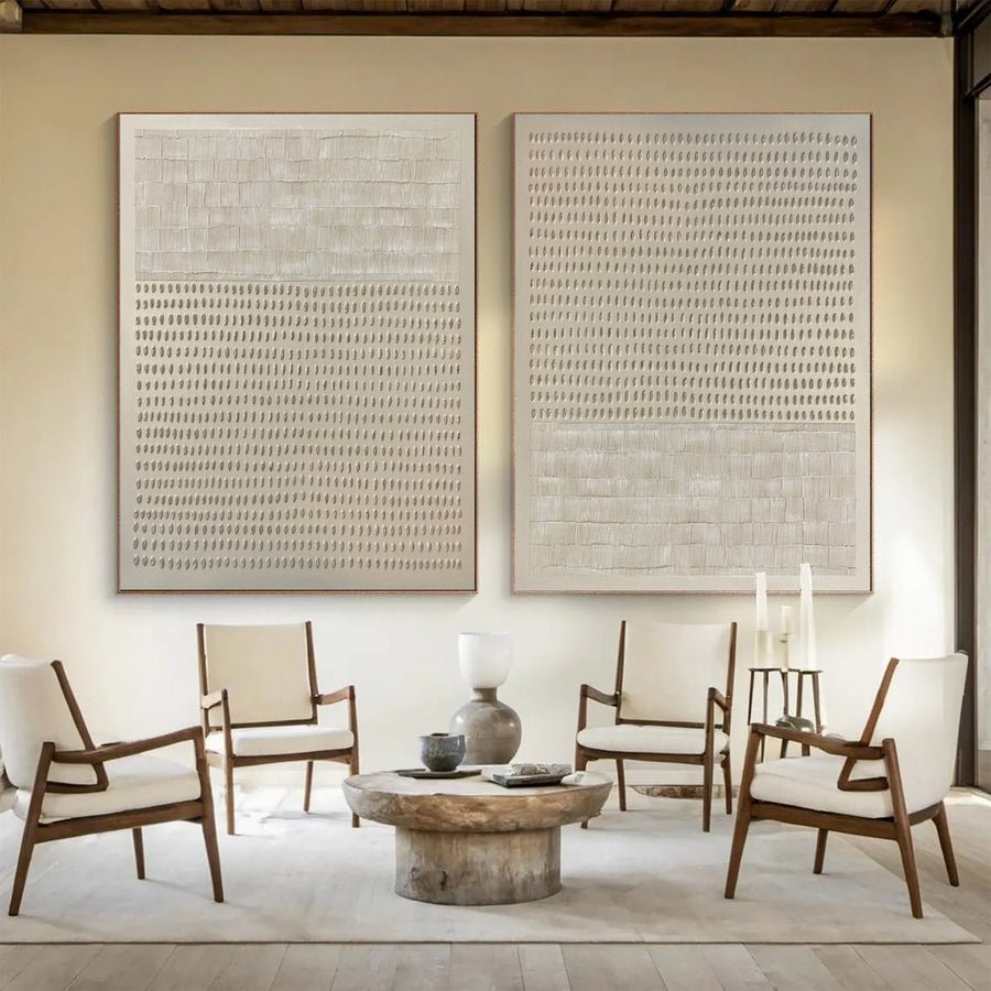 Minimalist Set Of 2 with Textured Patterns for Modern Home #BGA 209 hand-painted oil painting