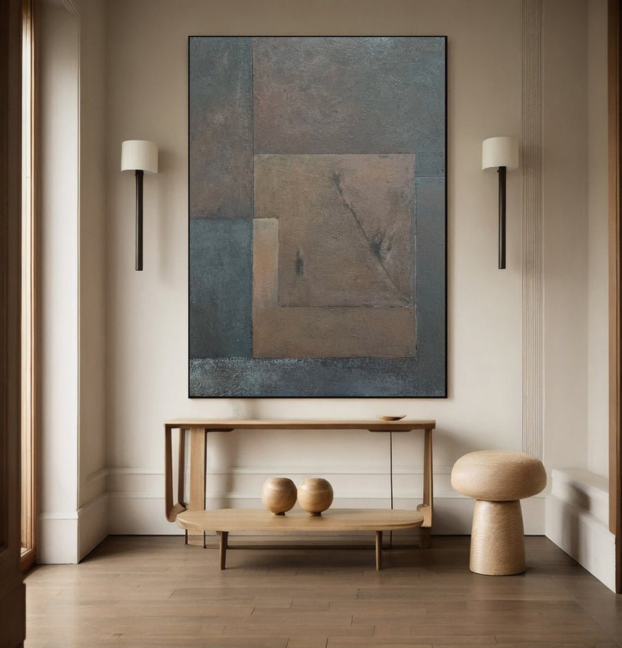 Minimalist Abstract with Geometric Overlap in Earthy Tones #BGA 230 hand-painted oil painting