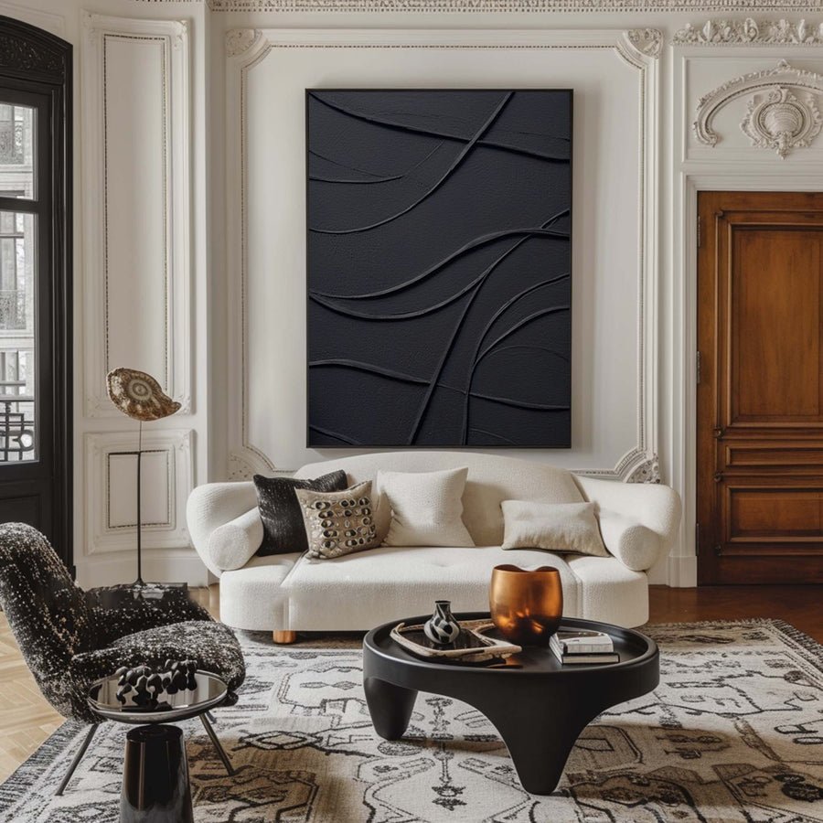 Minimalist Art: Large Black Wall Art for Chic Interiors #BBA 060 hand-painted oil painting