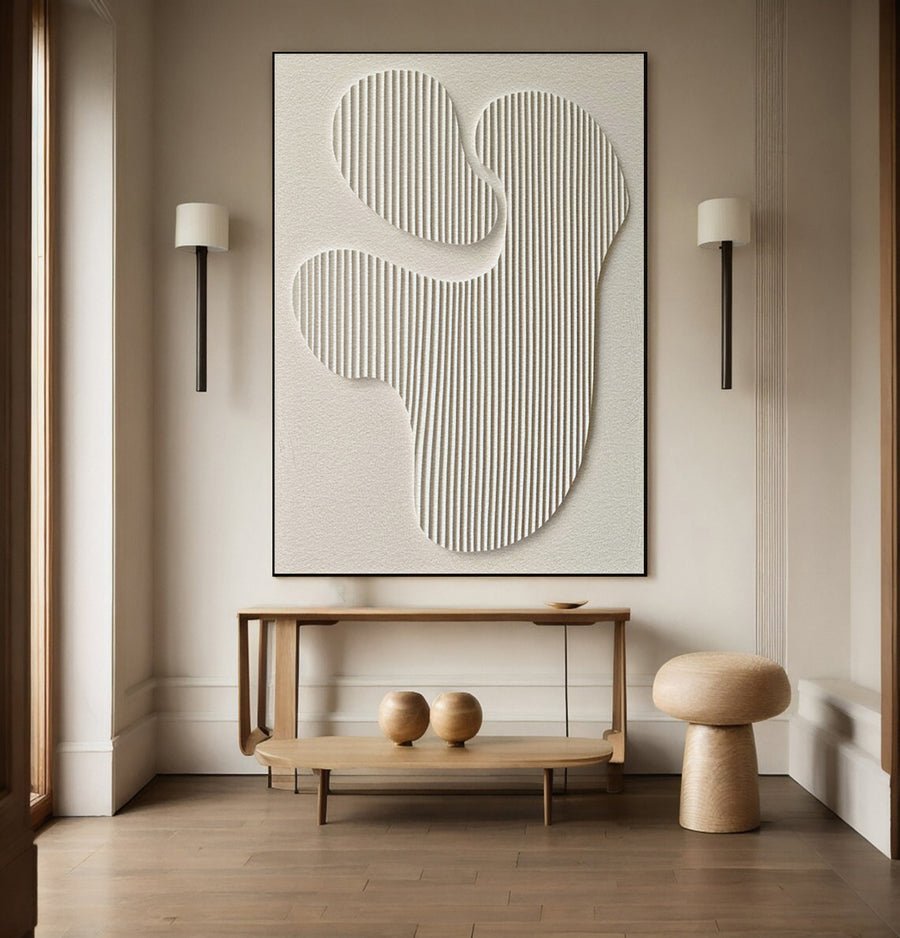 Minimalist Art with Textured Organic Forms and Vertical Lines #BGA 244 hand-painted oil painting