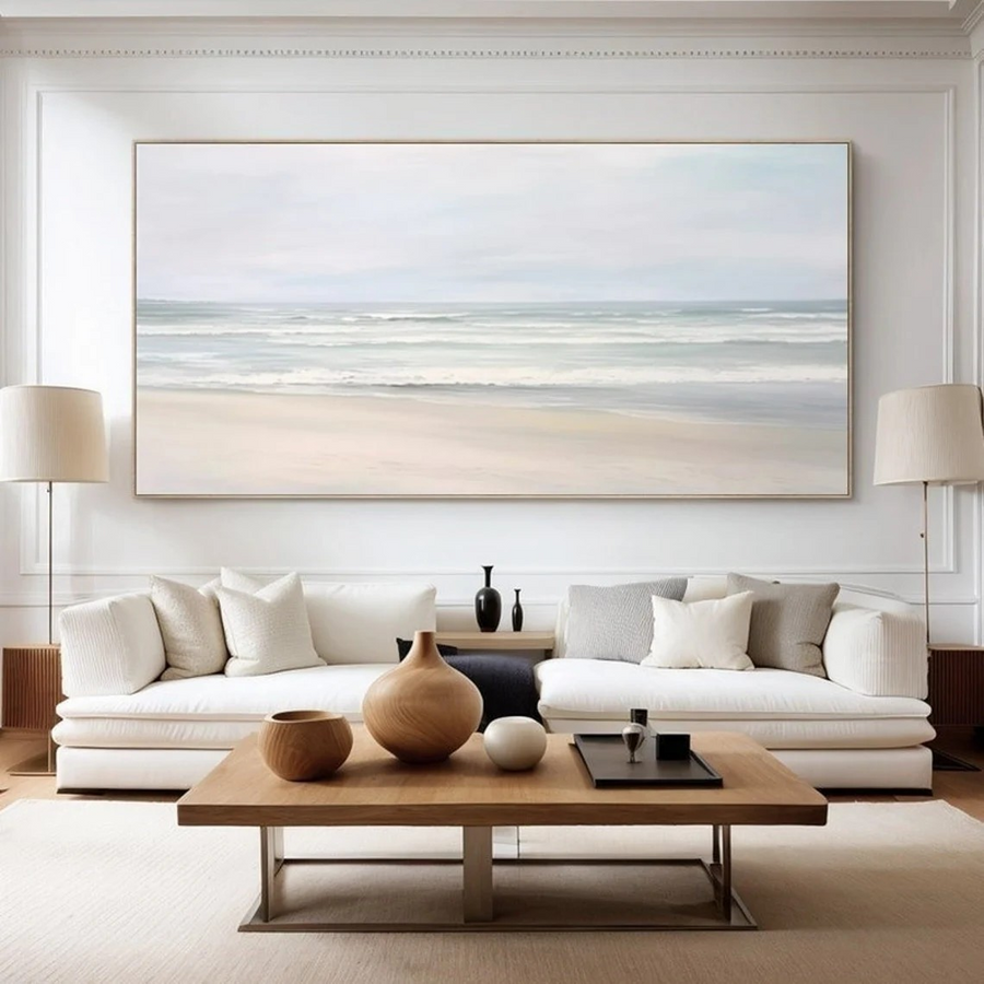 Minimalist Coastal Landscape Canvas Art #BGA 034 hand-painted oil painting