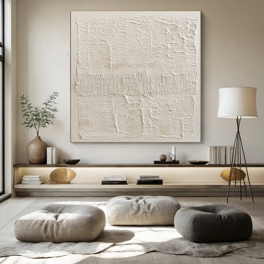 Minimalist Neutral Art with Varied Horizontal Tactile Bands #BGA 236 hand-painted oil painting
