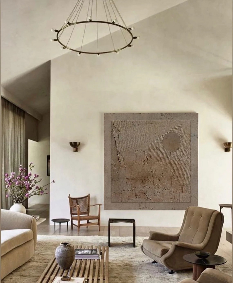Minimalist Square Wabi Sabi Wall Art  #WSA 008 hand-painted oil painting
