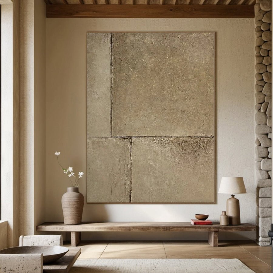 Minimalist Stone Texture Canvas, Earthy Abstract Art #BGA 127 hand-painted oil painting