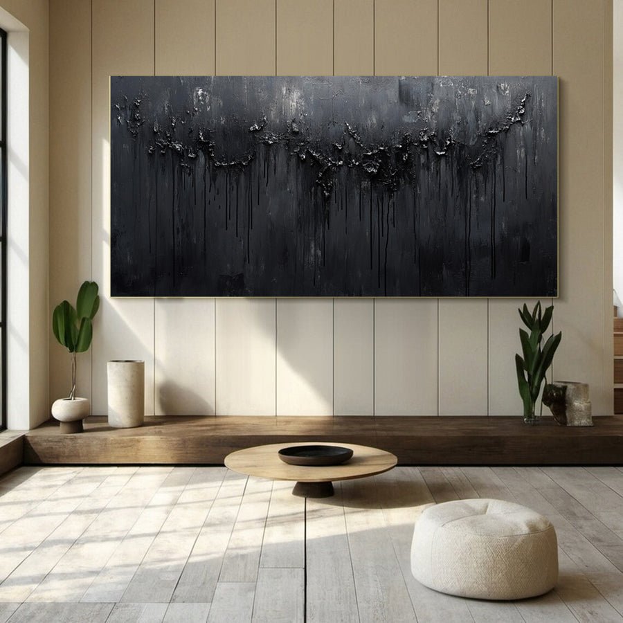 Minimalist Textured Black Abstract Art Modern Canvas for Urban Decor #BM 066 hand-painted oil painting