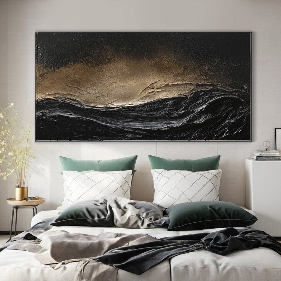 Minimalist Textured Black Abstract Art Modern Canvas for Urban Decor #BM 069 hand-painted oil painting