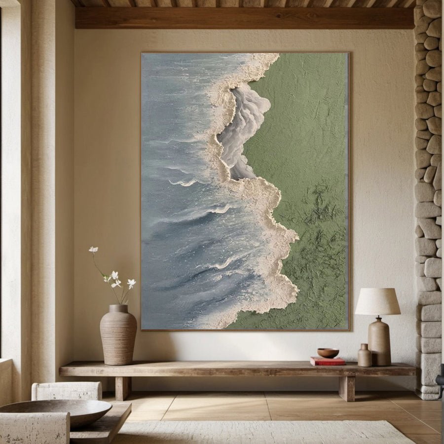 Modern 3D Texture Wall Painting, Calming Coastal View #BGA 163 hand-painted oil painting