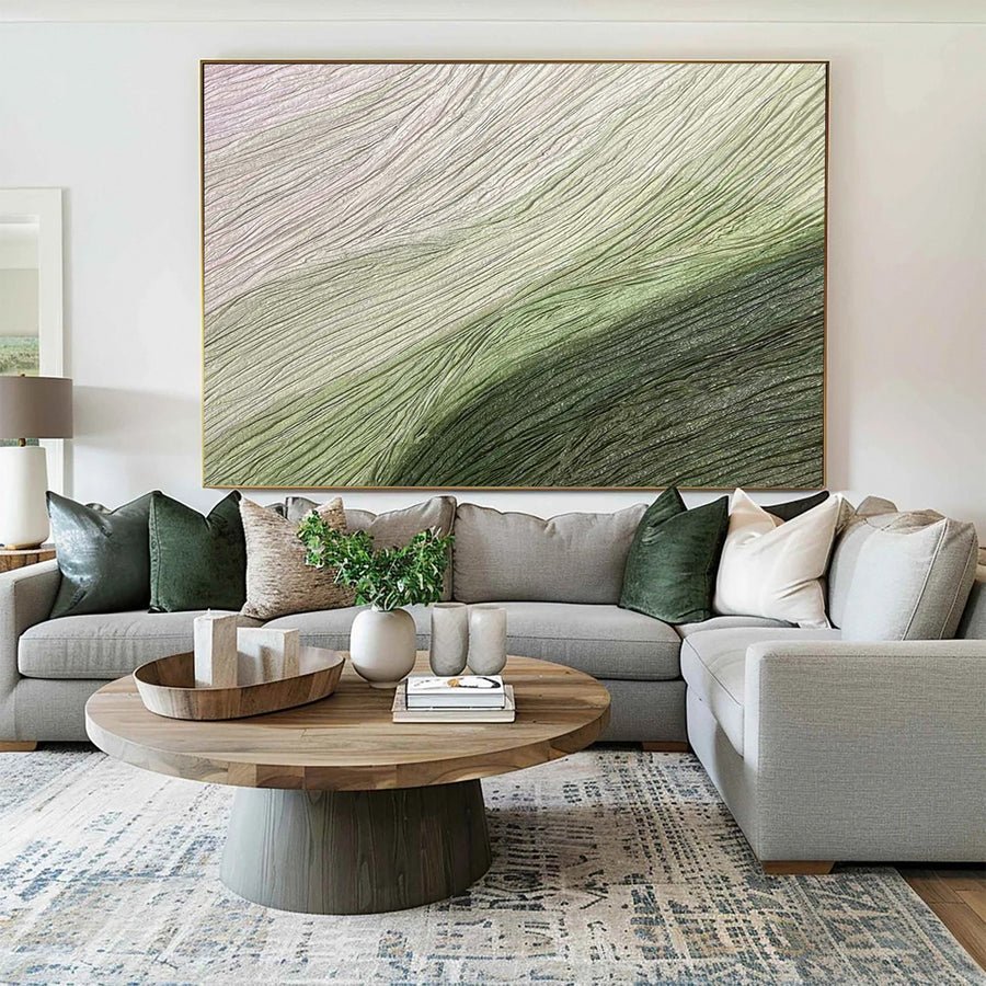 Modern Abstract Canvas with Organic Horizontal Textures #BGA 266 hand-painted oil painting