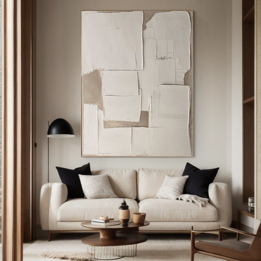 Modern Abstract Painting, 3D Neutral Beige Palette #BGA 143 hand-painted oil painting