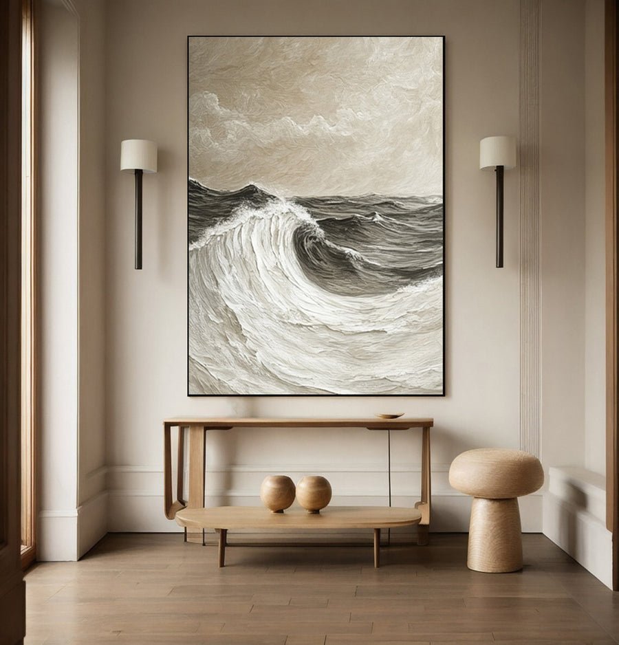 Modern Abstract Wave with Texture and Atmospheric Clouds #BGA 256 hand-painted oil painting