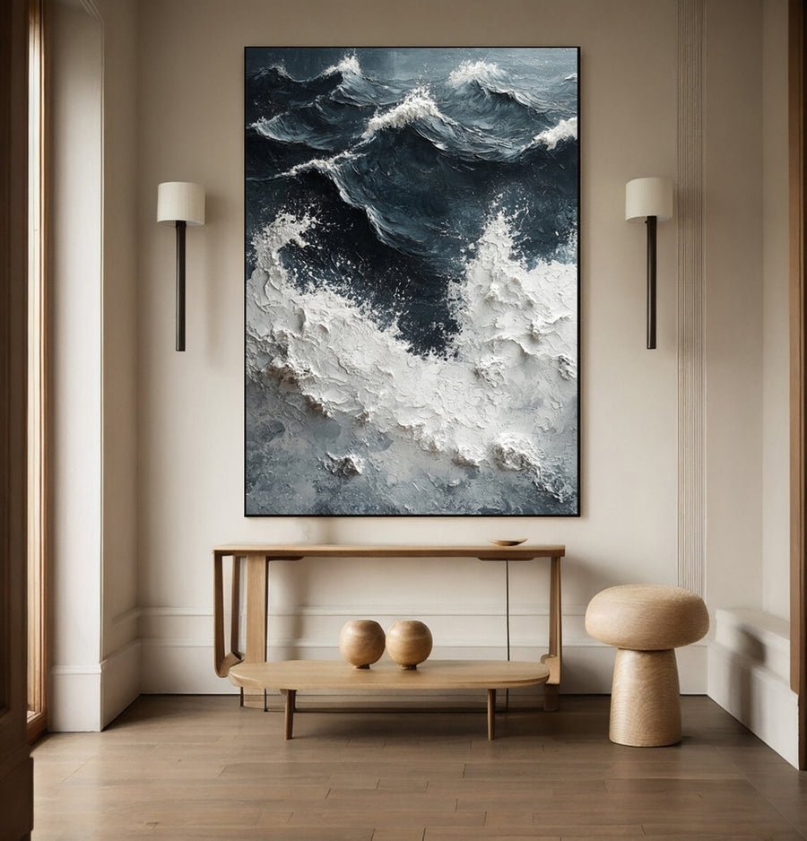Modern Abstract Wave with Heavy Texture and Dramatic Sky #BGA 263 hand-painted oil painting