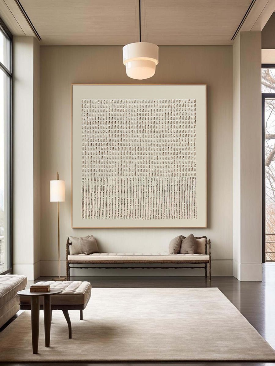 Modern Beige Grid Texture Wabi Sabi Wall Art #WS 004 hand-painted oil painting
