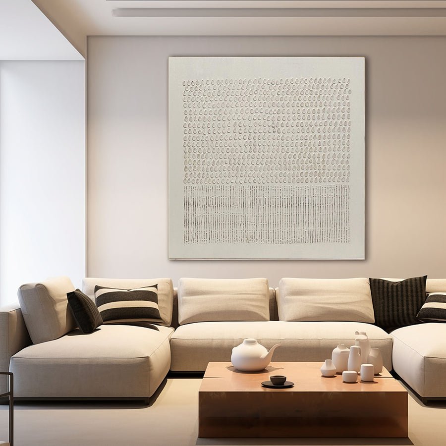 Modern Beige Grid Texture Wabi Sabi Wall Art #WS 018 hand-painted oil painting