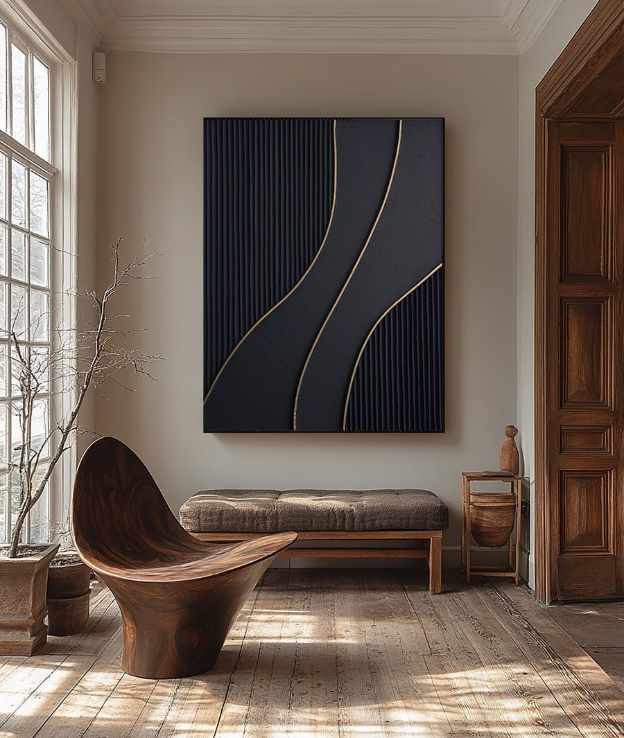 Modern Black and Gold Wall Art | ArtVista Gallery #BBA 049 hand-painted oil painting