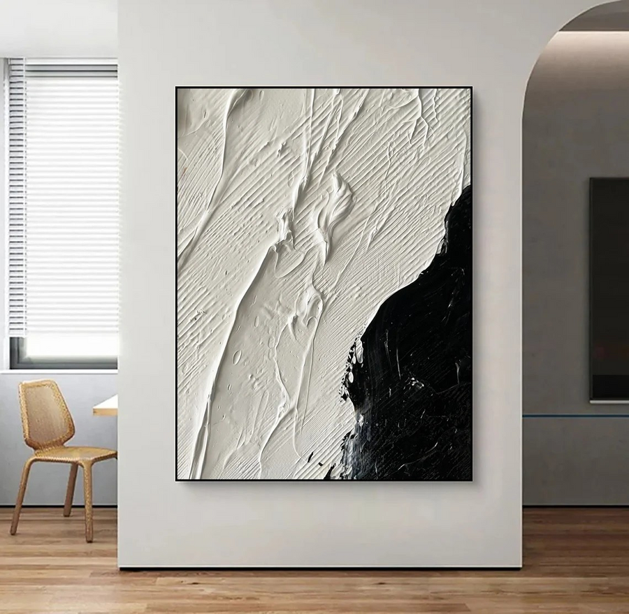 Modern Black and White Textured Wall Art #BGA 016 hand-painted oil painting