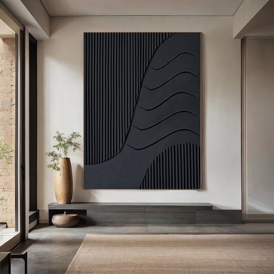 Modern Black Textured Minimalist Art #BM 026 hand-painted oil painting