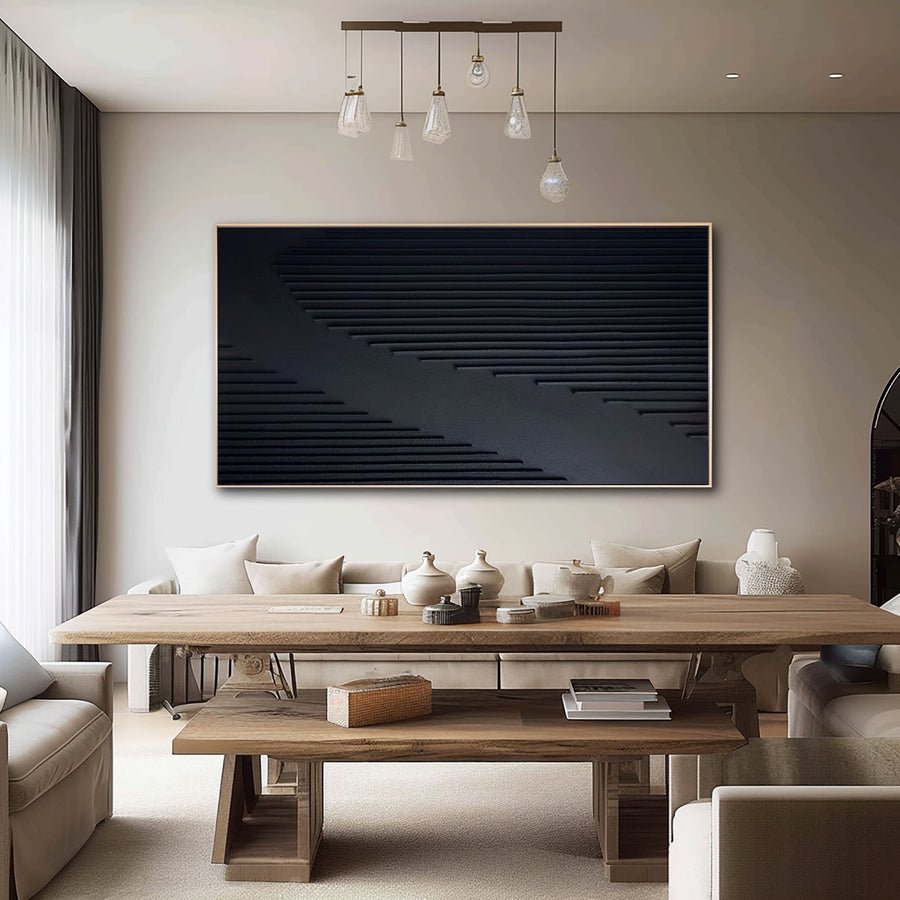 Modern Black Textured Minimalist Art #BM 031 hand-painted oil painting