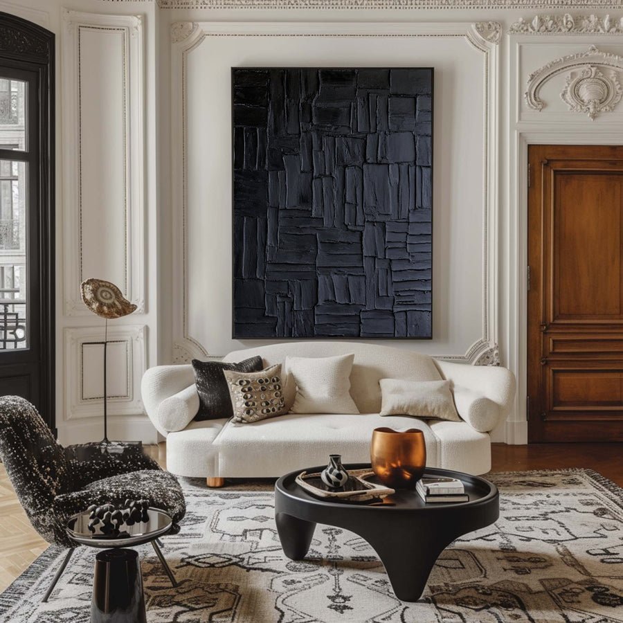 Modern Black Wall Art - Minimalist Painting #BBA 055 hand-painted oil painting