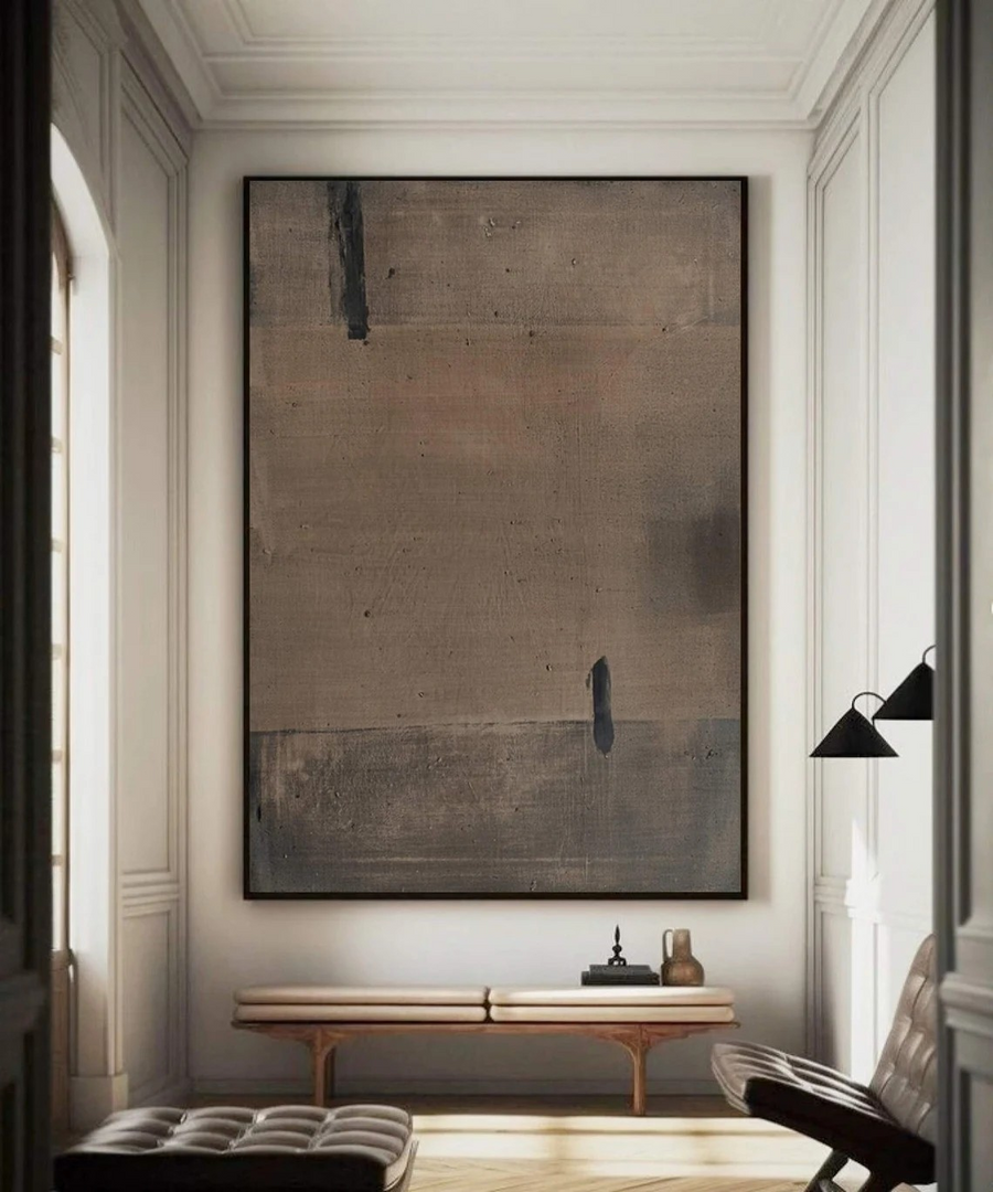 Modern Brown Abstract, Wabi-Sabi Inspired Wall Decor #BGA 105 hand-painted oil painting