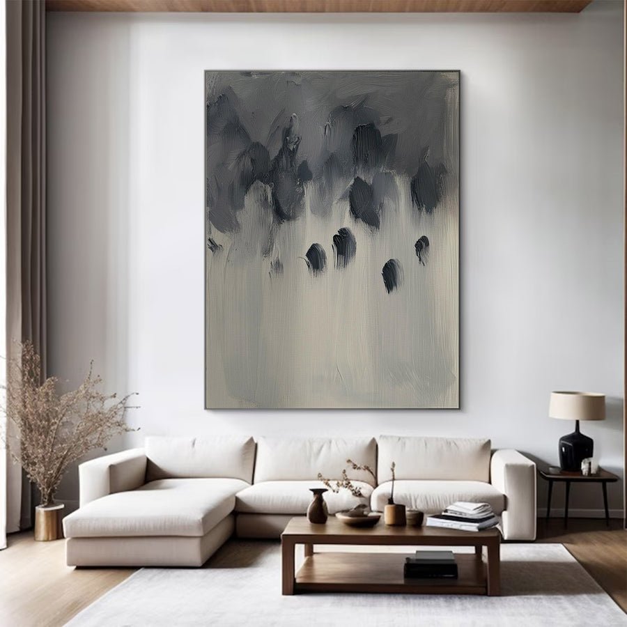 Modern Large Monochrome Abstract Art | ArtvistaGallery  #WG 116 hand-painted oil painting