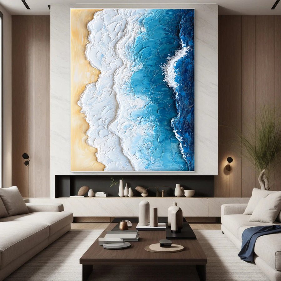 Modern Ocean Wave Canvas Textured Abstract Art for Home Decor #OS 059 hand-painted oil painting