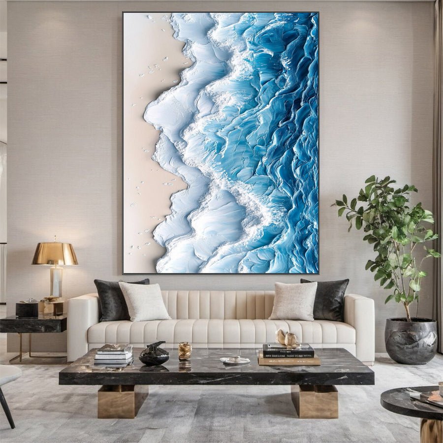 Modern Ocean Wave Canvas Textured Abstract Art for Home Decor #OS 060 hand-painted oil painting