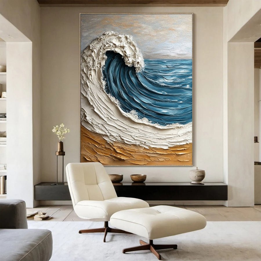 Modern Ocean Wave Canvas Textured Abstract Art for Home Decor #OS 061 hand-painted oil painting