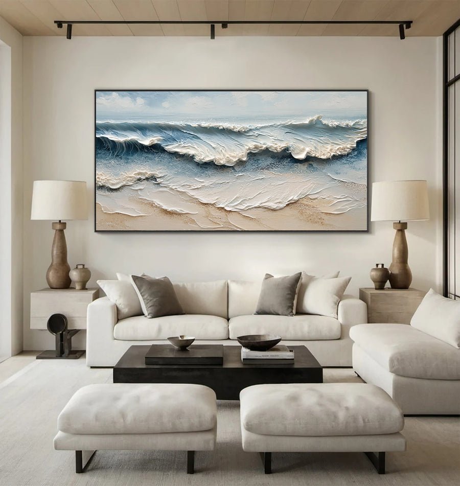 Modern Ocean Wave Painting with 3D Texture  #WG 005 hand-painted oil painting