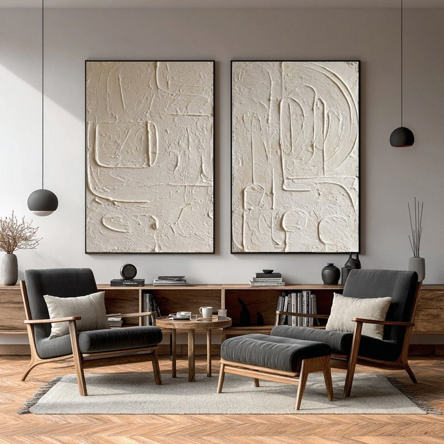 Modern Organic Abstract Wall Art Duo  #WG 012 hand-painted oil painting