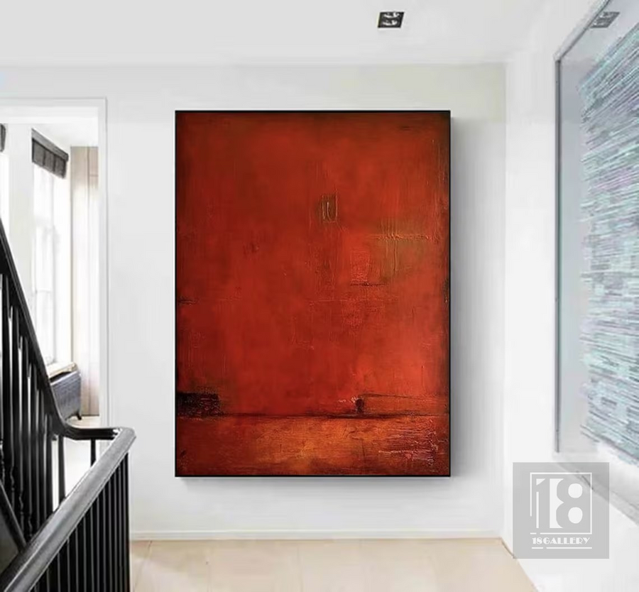 Modern Red Abstract Wall Art #BGA 036 hand-painted oil painting