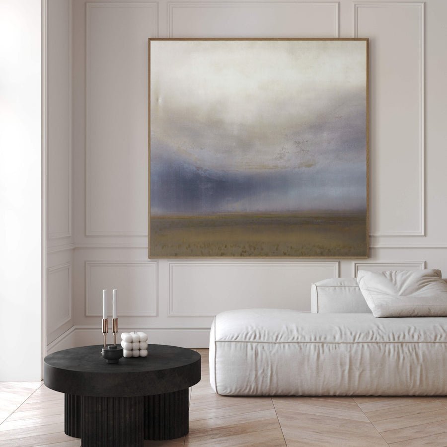 Muted Color Landscape with Distant Ground, Contemporary Art #BGA 073 hand-painted oil painting