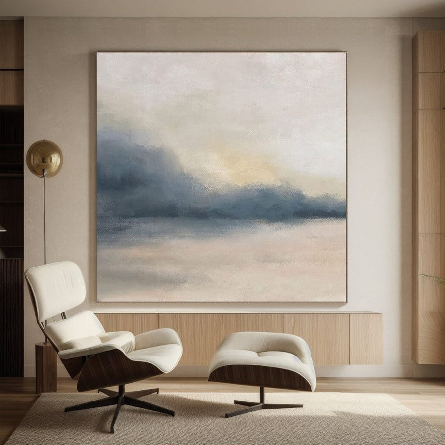 Muted Horizon: Large Soft Color Abstract Landscape Art #BGA 137 hand-painted oil painting