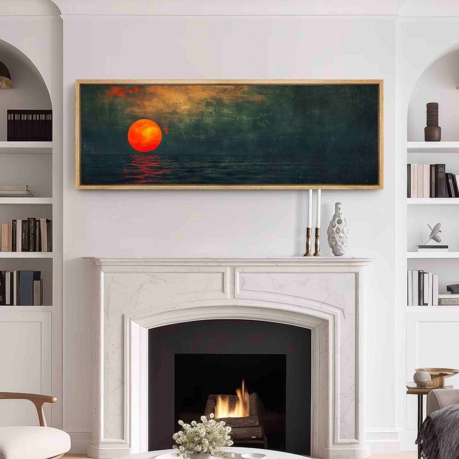 Mystic Sunset: Green Abstract Wall Art #BGA 006 hand-painted oil painting