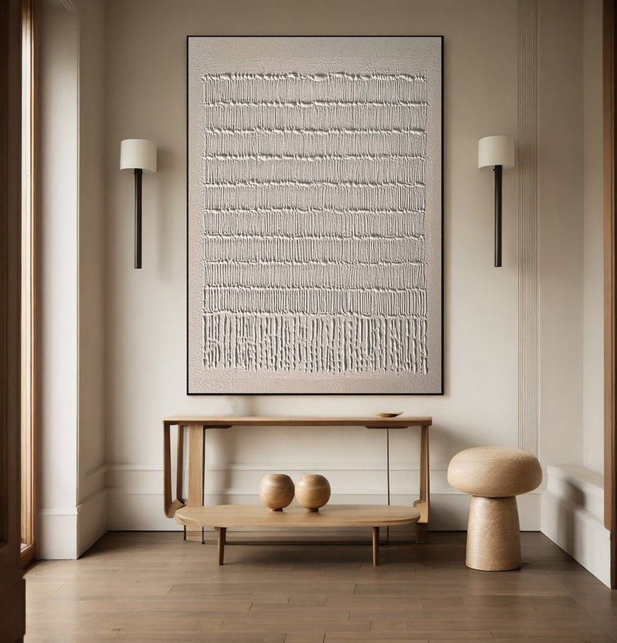 Neutral Composition with Natural Vertical Textural Elements #BGA 223 hand-painted oil painting