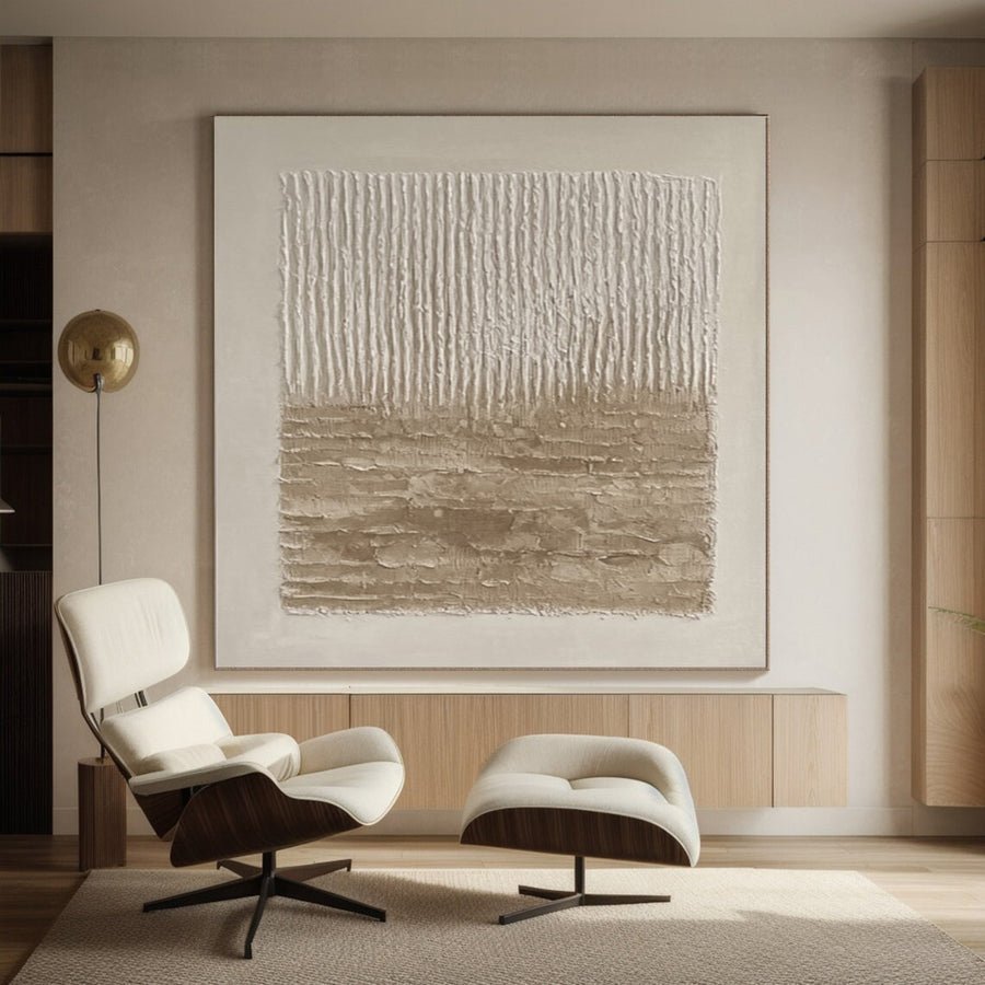 Neutral Impasto with Vertical Striations and Earthy Horizon #BGA 196 hand-painted oil painting