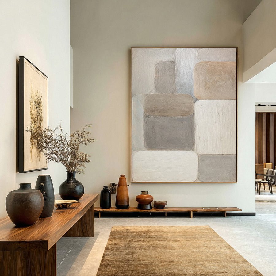 Neutral Japandi Abstract Wall Art Canvas  #WG 015 hand-painted oil painting