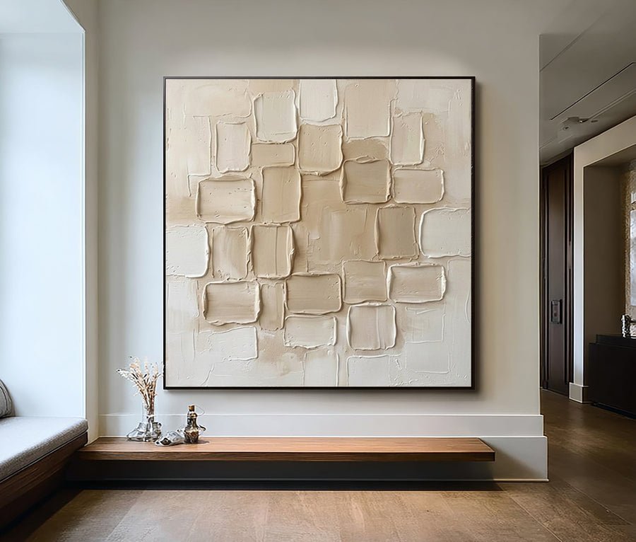 Neutral Sculptural Layers Wall Art  #AVG 091 hand-painted oil painting