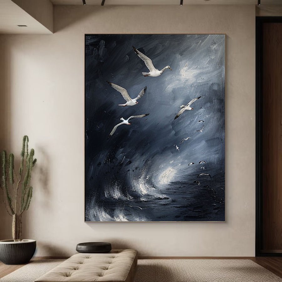 Nocturnal Birds Abstract Painting Modern Home Wall Decor #BM 057 hand-painted oil painting